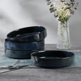 thumbnail image 5 of Vesteel Pasta Bowls Set of 4, 32oz Large Salad Bowls for Dinner Serving Soup, Ceramic Stoneware Pasta Plates with Textured Stripes, Microwave & Dishwasher Safe, Ocean Blue, 5 of 8