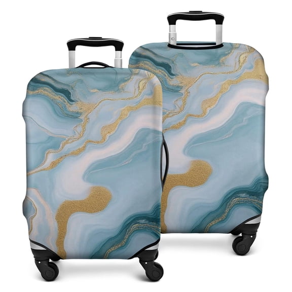 Blue Marble Gold Wave Pattern Luggage Cover Fashion Suitcase Cover Baggage Covers Fit 25-28 Inch Luggage (Go Travel)