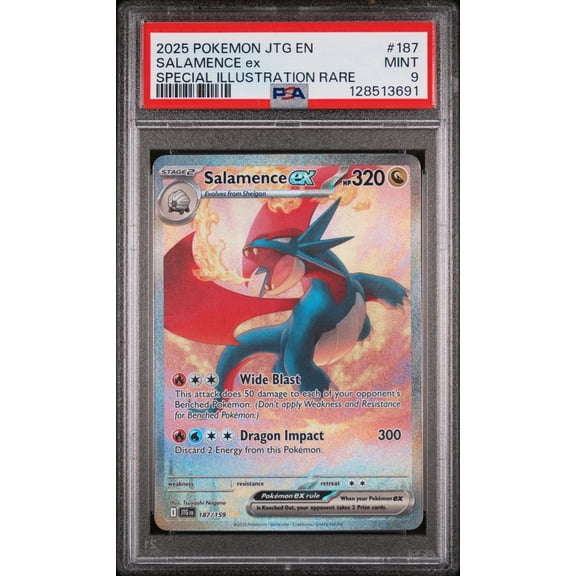 2025 Pokemon Journey Together Special Illustration Rare Salamence Ex #187 PSA 9