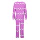 thumbnail image 5 of Puntoco Traje De Manga Larga + Pantalones Con Cuello En V Estampado Informal A La Moda Para Mujer Rosa Xxl, 5 of 6