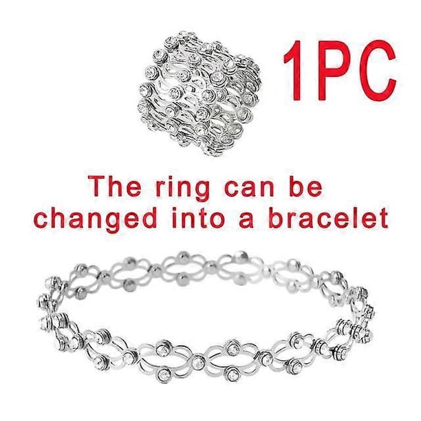 Pulsera de anillo retráctil mágico 2 en 1, creativa, elástica, con giro y plegable, con cristales y diamantes de imitación, joyería para mujer, regalo