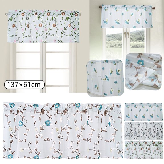 1Pc Curtain Floral Curtains Kitchen Coffee Curtains Bedroom Rod Curtains Lace Short Curtains Lace Curtains 54 X 24 Inch 1 Panels Curtain