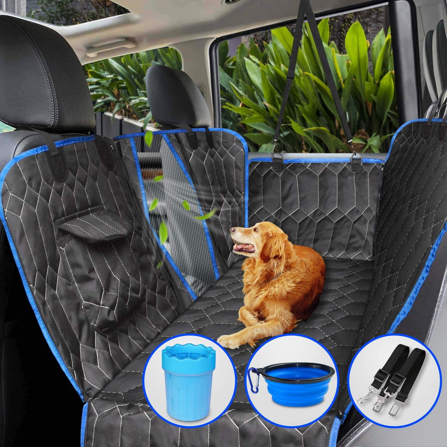 Trucks & SUVs Dog Car Seat Covers for Back Seat 100% Waterproof with Mesh Visual Window Durable Scratchproof Nonslip Dog Car Hammock with Universal Size Fits for Cars 