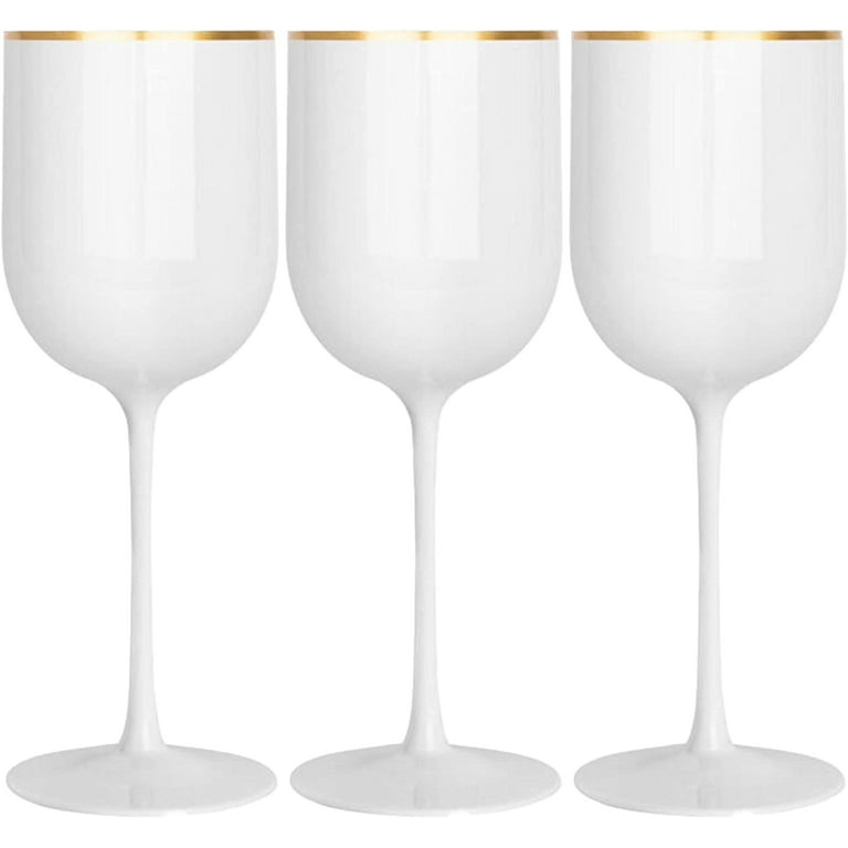 (120 PACK) EcoQuality Plastic Black Wine Glasses with Gold Rim - 12 oz Wine  Cups with Stem, Disposable Shatterproof Wine Goblets, Reusable, Elegant