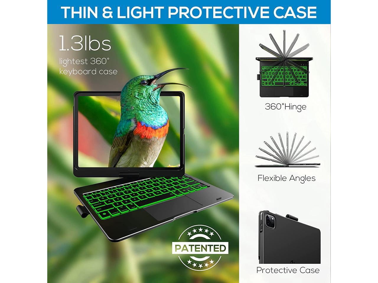 Touchpad Keyboard Case for iPad Air 5 10.9 inch 2022 / iPad Air 4 10.9 inch 2020 / iPad Pro 11 2021/2020/2018 with Multi-Touch Trackpad / Pencil Holder, 360° Rotatable,7 Color Backlit
