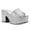 Silver, variant on Women Open Round Toe Platform Mules Slip on High Chunky Block Heels Fashion Shopping Casual Backless Sandals Size 6.5 Silver