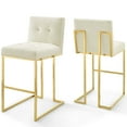 thumbnail image 2 of Modway Privy 27.5" Modern Velvet Bar Stools in Ivory/Gold (Set of 2), 2 of 4