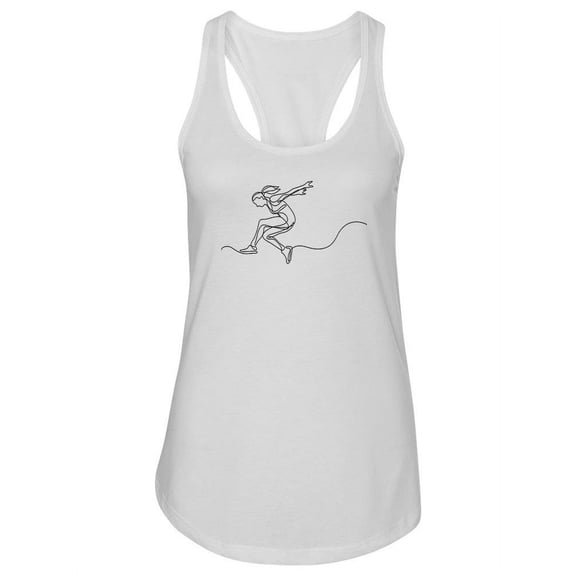 Jumping Woman Continuous Line Racerback Tank Women -Image by Shutterstock, Female XX-Large