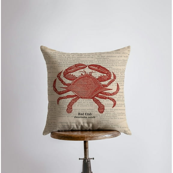 Red Crab | Pillow Cover | Throw Pillow | Home Decor | Modern Coastal Decor | Nautical | Ocean | Gift for her | Accent Pillow Covers | Crab