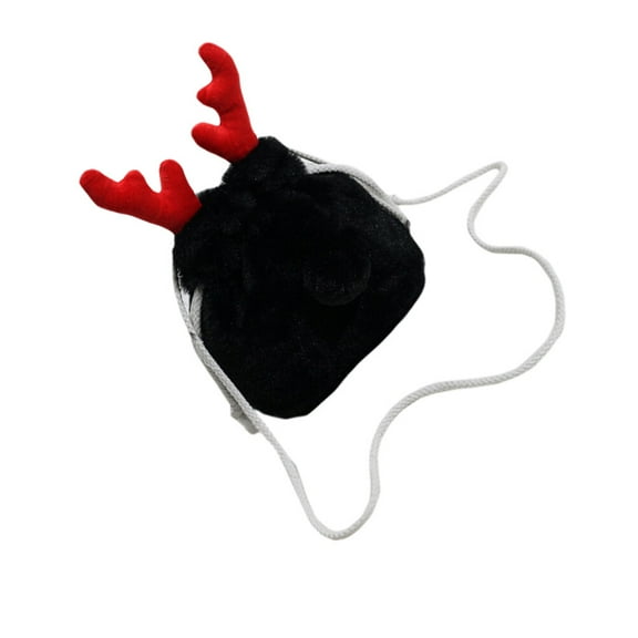 OUNONA Black Wool Polyester Bucket Bag for Storage with Drawstring and Cross Body Design 1pc