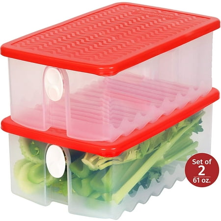 Fresh Fruit and Vegetable Food Keeper Saver Storage Container with Air Vented Lids Large Produce Keeper Dishwasher, Freezer, Refrigerator Safe 100% Food-Safe, BPA-Free Plastic Organizer Durable