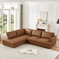 thumbnail image 3 of Griffith Upholstered Left-Facing Leather Sectional Sofa in Cognac Tan, 3 of 7