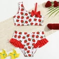 thumbnail image 2 of Xijirk Girls Swimsuit,Two Piece Swimwear with Adjustable Suspenders Straps Colorful Floral Graphic Print Pull On Closure Girls Swimsuit Set for Summer Beach Pool,Z01 Red,18-24 Months, 2 of 8