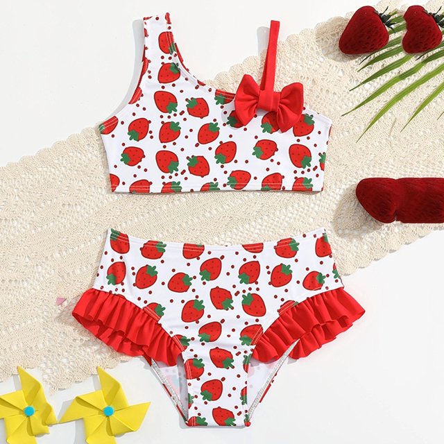 Toddler Girl Swimsuits 2 Piece Bikini Set Bathing Suit Ruffle Athletic Bathing Suits 18-24 Months