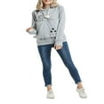 thumbnail image 4 of Ladies‘ Hooded Sweatshirt with Cat Print  Long Sleeve and Large Pocket, 4 of 9