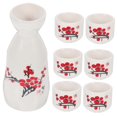 thumbnail image 1 of Practical Japanese Sake Pot with Vintage Style Cups for Warming and Serving Authentic Ceramic Drinkware Set, 1 of 5