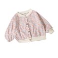 thumbnail image 1 of Posijego Button up Cardigan Girls Cute Long Sleeve Printed Open Front Little Girl's Spring Fall Outerwear, 1 of 3
