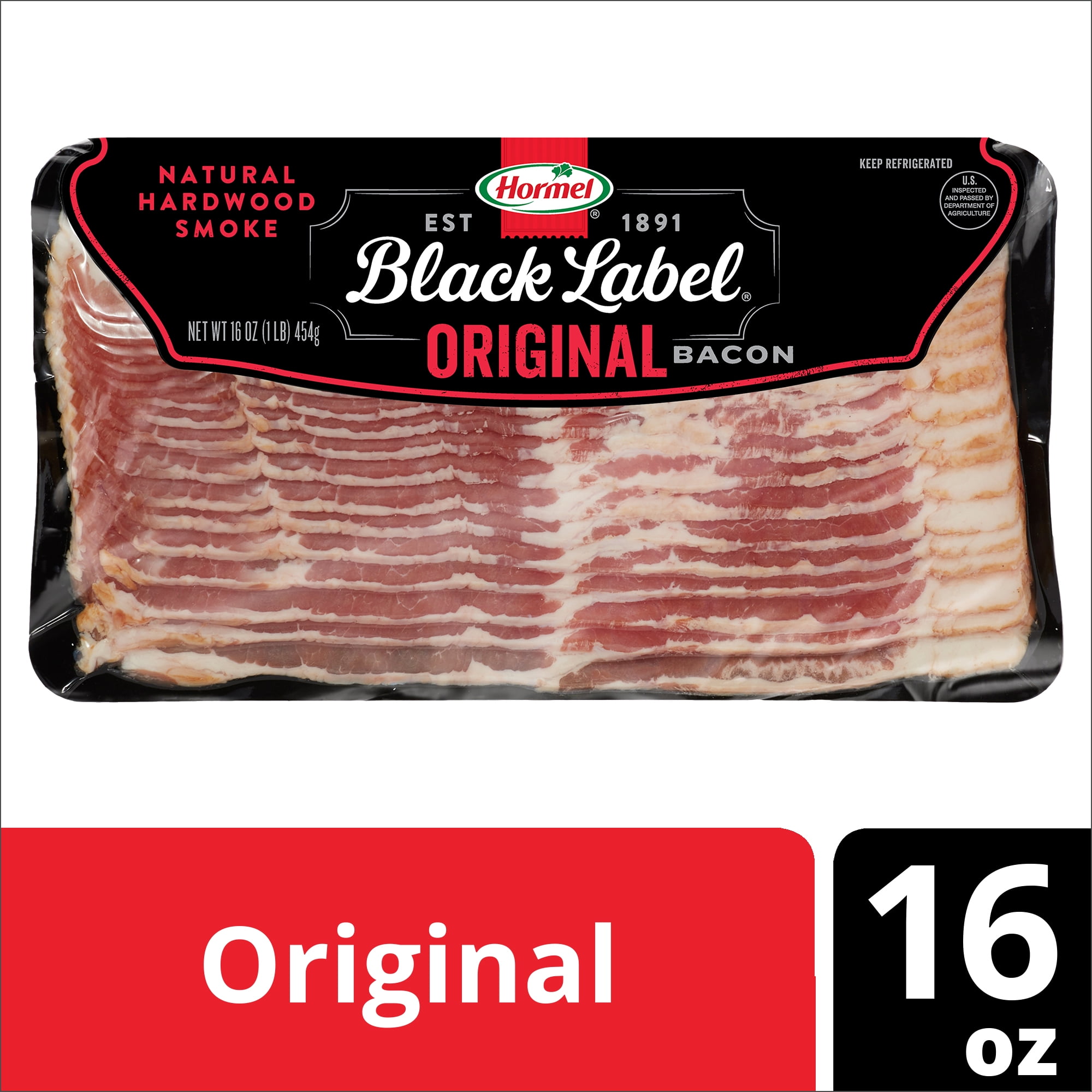 Hormel Black Label, Natural Hardwood Smoke Original Pork Bacon, 16 oz Pack