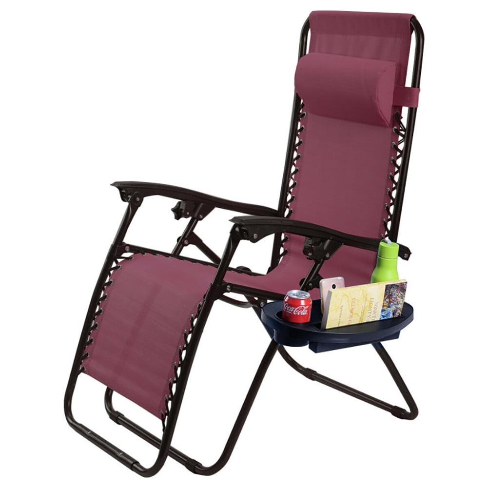 Aimee Lii Outdoor Folding Zero Gravity Reclining Lounge Chair, Folding Patio Chairs, Dark Red