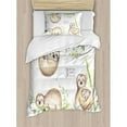 thumbnail image 3 of Sloth Duvet Cover Set, in Tropical Nature Theme Exotic Palm Tree Leaves Aloha, Decorative 3 Piece Bedding Set with 2 Pillow Shams, Queen Size, Pale Brown Green, by Ambesonne, 3 of 3
