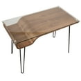 thumbnail image 6 of Indoor Home Office Furniture Avery Mid-Century Modern Desk In Walnut Wood, Clear Glass, And Black Metal, 6 of 7