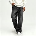 thumbnail image 2 of Cmfcve Hip Hop Baggy Jeans for Men Casual Wide Leg Denim Pants, 2 of 8