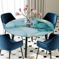 thumbnail image 3 of Turquoise Marble Round Fitted Tablecloth with Elastic Edge, Waterproof Table Cloth Table Cover for 36"-44" Tables, Abstract Modern Art Marble Crack Tablecloths for Dining Picnic Indoor Outdoor, 3 of 9