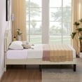 thumbnail image 7 of VECELO Twin Upholstered Platform Bed Frame, Height Adjustable Nailhead Trim Headboard, Easy Assembly/No Box Spring Required, Beige, 7 of 7