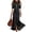Black, variant on Women Casual Off Shoulder Short Sleeve Dress Mesh Hem Asymmetrical Midi Dress for Daily and Party Wear Dark Blue XL