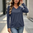 thumbnail image 6 of Hurxie Womens Shirts Long Sleeve Tops V Neck Casual Basic Tee Fall Outfits Breathable Comfort Fabric, Versatile Solid Top Navy,M, 6 of 8