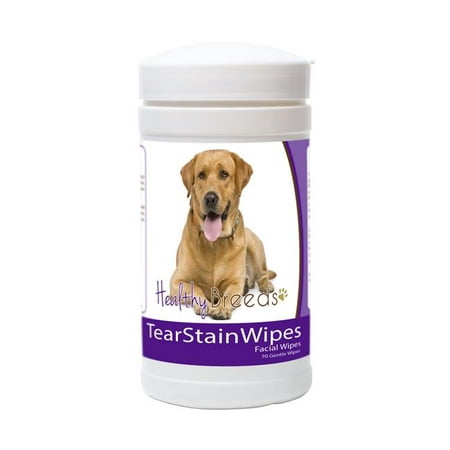healthy breeds dog tear stain remover wipes for labrador retriever - over 100 breeds - facial eye cleaner - 70 wipes - cleans crust stains mucus saliva - mild gentle fragrance (Best Way To Clean Tear Stains In Dogs)