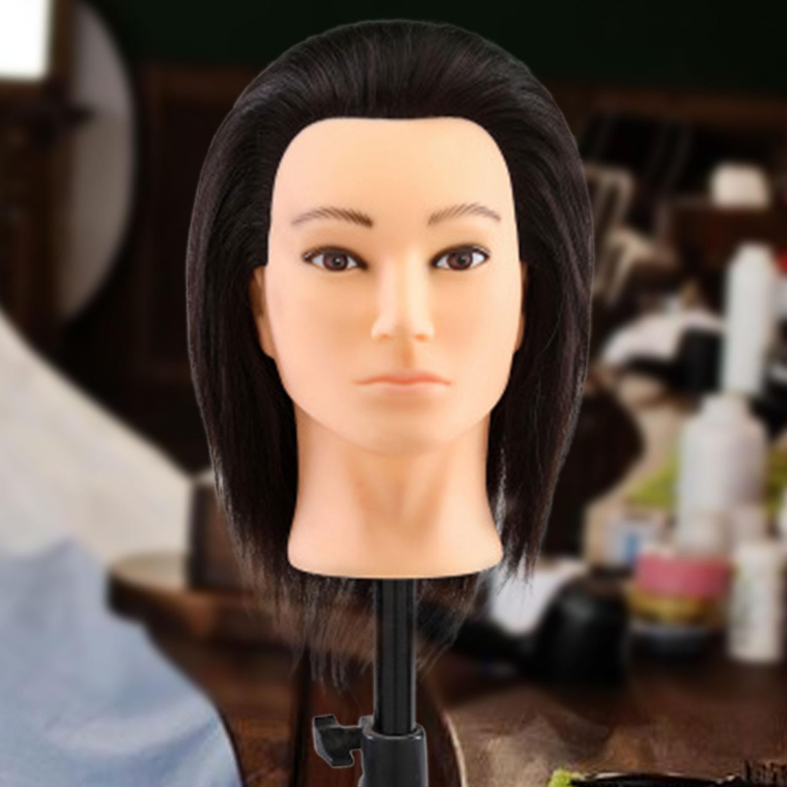 Bothyi Hair Mannequin Head Portable Doll Head for Braiding Hairdresser Hair Styling C Type Black