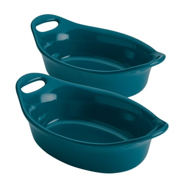 Rachael Ray Ceramics 2-Piece Oval Au Gratin Set, Teal