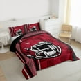 thumbnail image 3 of Homewish Football Sport City Full Size Comforter Sets,Teens Rugby Helmet Bedding Comforter Set,Red Black Bedding Sets For Kids,Luxury Bedroom Decor Reversible,3-Piece, 3 of 8