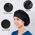 thumbnail image 4 of 1 gorro de noche de pelo satinado, gorros de dormir, gorro de noche elástico gorro de noche de pelo de seda para el cuidado del cabello (A-negro), 4 of 5