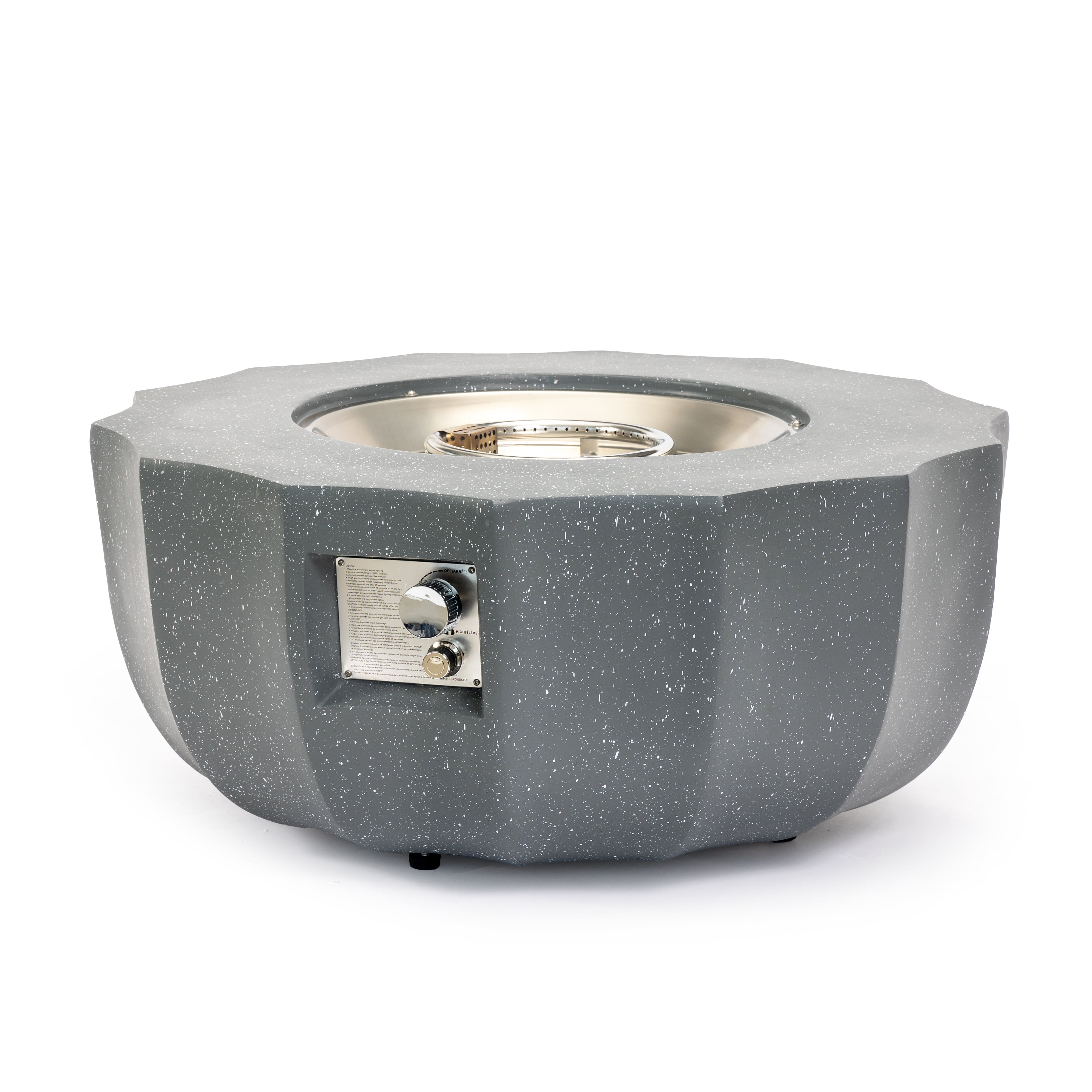 Harper & Bright Designs 36" Outdoor MGO Propane Fire Pit, 50000 BTU, Patio Round Gas Fire Pit with Lid and Lava Rocks, Concrete Firepit with Rain Cover for Garden Backyard, Light Gray
