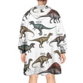 thumbnail image 2 of Wearable Oversized Blanket,Cartoon Dinosaurs Names Pattern Wearable Blanket Hoodie for Adults,Cozy Hooded Blankets with Super Pockets,Super Warm Fuzzy Pullover for Women & Men, 2 of 6