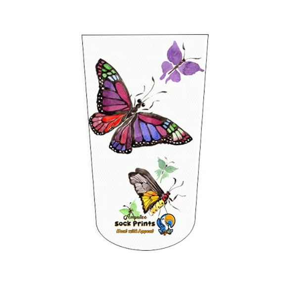 Amputee Sock, Butterfly Montage 002 V2, 3Ply stump sock