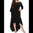 thumbnail image 2 of Vestidos de Talla Grande para Mujer, Vestido Formal de Terciopelo con Mangas 3/4, Corte Sirena y Dobladillo Alto y Bajo Negro XXXL, 2 of 9