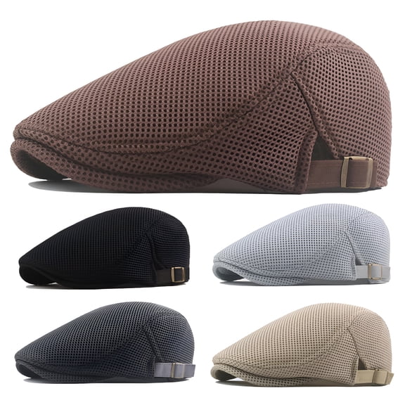 TELOLY 2026 New Men Breathable Mesh Summer Hat Flat Cap Beret Ivy Gatsby Newsboy Cabbie Caps for Casual, Outdoor, Travel, Beach, Sports