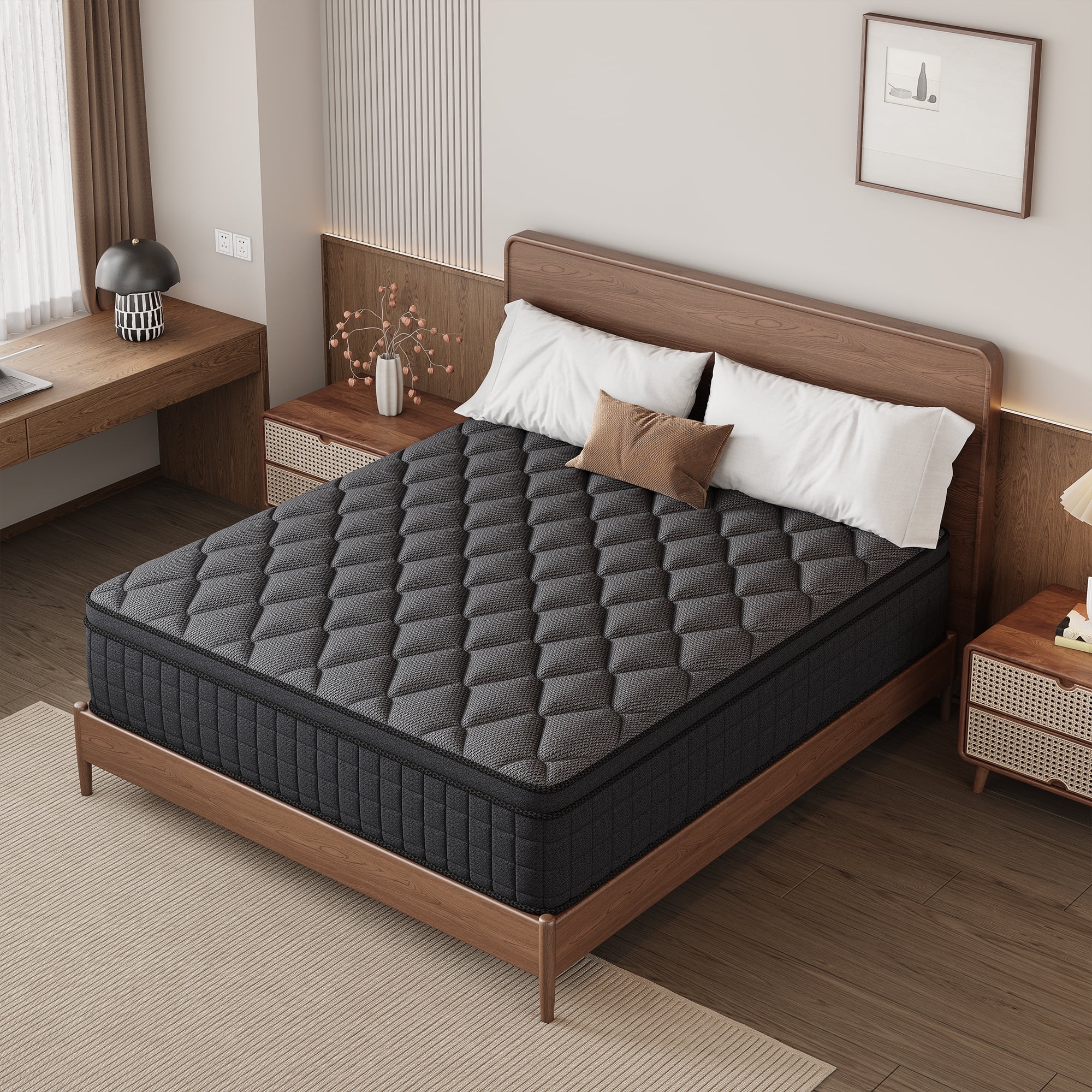 gunugu 12 inch Twin Hybrid Mattress in a Box, Cooling Gel Memory Foam Mattress with Individually Wrapped Pocket Coils, Medium Firm