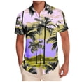 thumbnail image 2 of Purcolt Hawaiian Shirts for Men Summer Casual Palm Print Collared Button Down Shirt Tropical Quick Dry Tee Tops for Beach Party Vacation, 2 of 7