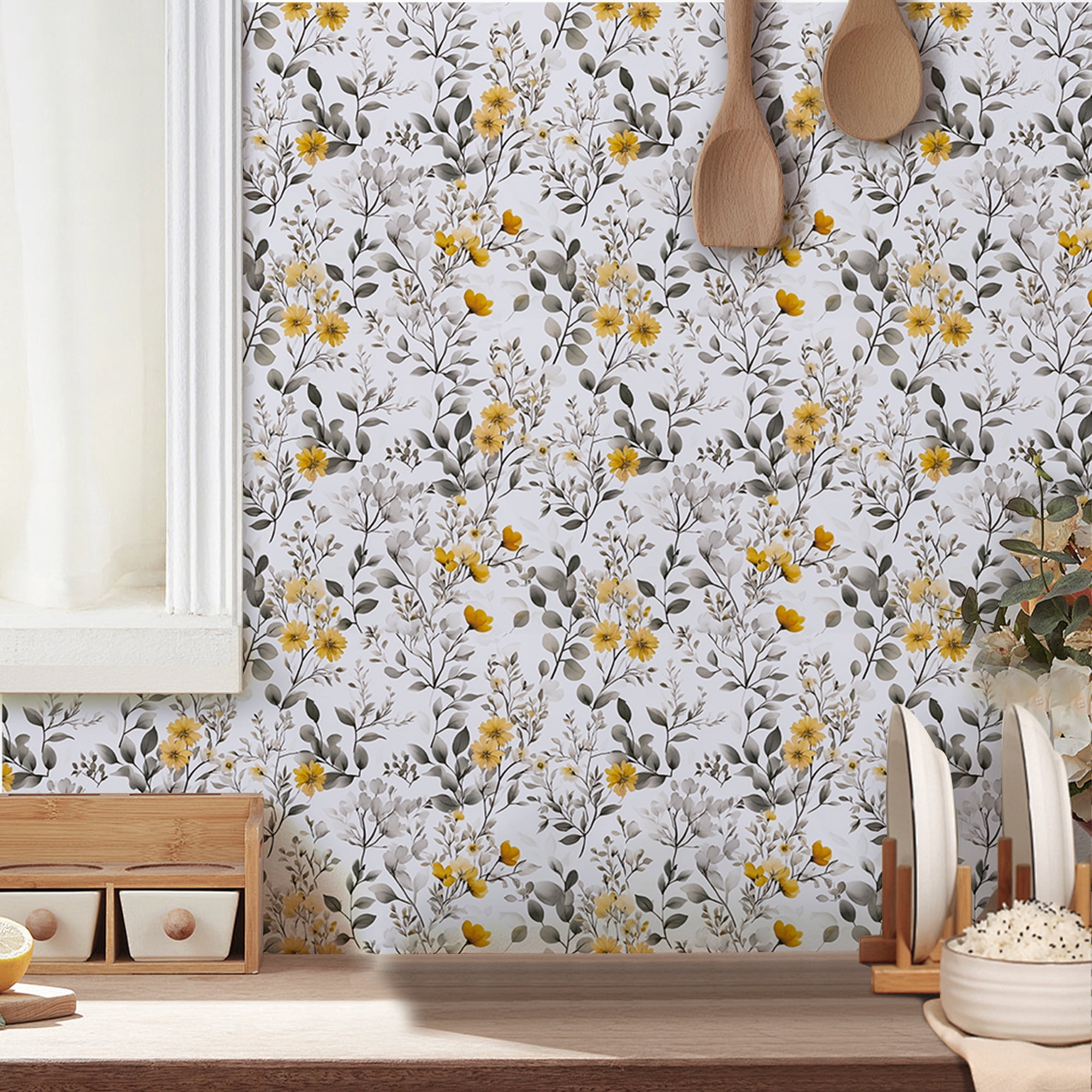UMIGGEE Floral Wallpaper Multicolor Peel and Stick Wallpaper Self Adhesive Wall Paper 17.3-in x 118-in Contact Paper for Home Mural Wall Decor Wall Covering Old Furniture Renovation
