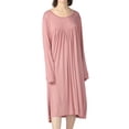thumbnail image 5 of Defitshape Women's Plus Size Nightgown Cotton Long Sleeve Sleepwear Pajama Night Dress Soft Comfy Knee Length Pleated Stretchy Sleep Gown Pink 1X, 5 of 5