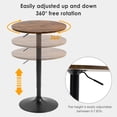 thumbnail image 4 of 23.6" Round Bar Table, Adjustable Height Bar Table, Modern Cocktail Bar Table with MDF Top and Metal Base, Bistro Pub Table Suitable for Café, Kitchen Island, Bar Counter, Brown, 4 of 7