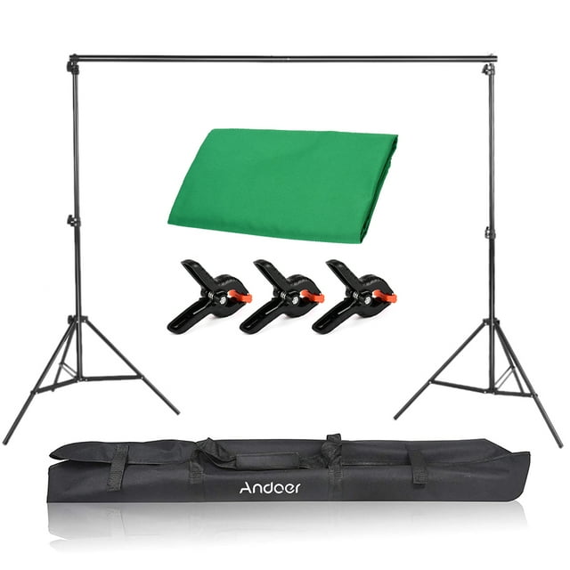 Andoer-2 Backdrop Set,2 * * Polyester-cotton Fabric With Washable Polyester-cotton Fabric 10ft Support Stand Fabric With 2 3pcs * * 10ft Support Stand + Studio Screen Washable Clamps Eryue Kit 2 Set