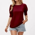 thumbnail image 2 of XIAOCHA Women's Puff Sleeve Round Neck T-Shirt for Everyday Casual Wear and Comfortable Commuting Outfits, 2 of 4