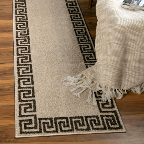 Unique Loom Athens Collection Area Rug - Modern (2' 7" x 10' Runner Beige and Brown/Beige)