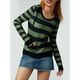 thumbnail image 6 of Nituyy Women Patchwork Hoodie, Stripe Pattern Long Sleeve Hooded Pullover, 6 of 8