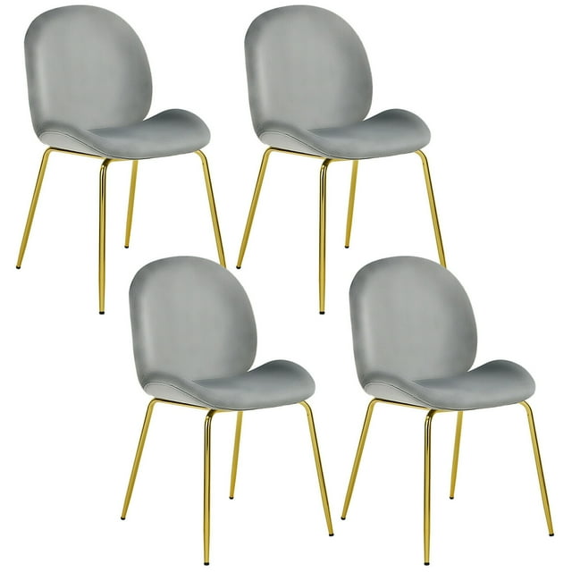 Gymax Velvet Dining Chair Accent, Grey (Set of 4)